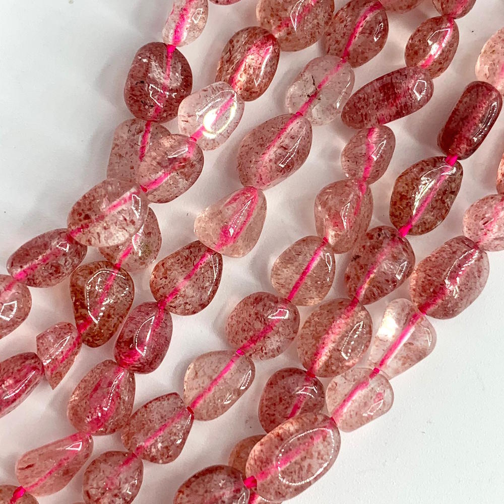 Strawberry Quartz Nuggets 7 x 5 – 9 x 6mm 38cm Strand