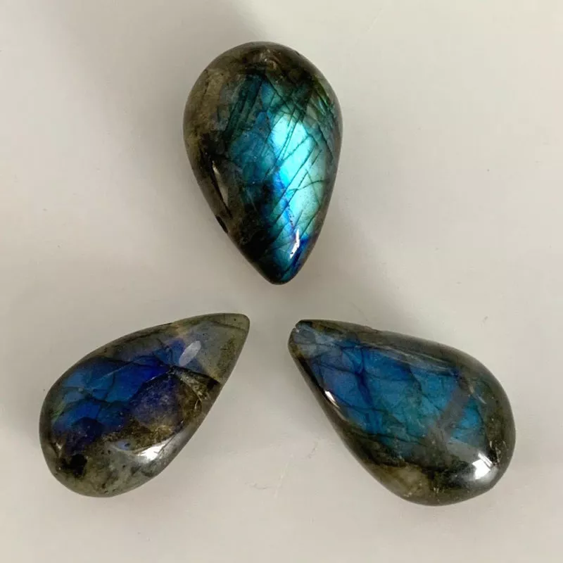 Labradorite Tear Drop Approx 3.5x2cm 2mm Drill Hole