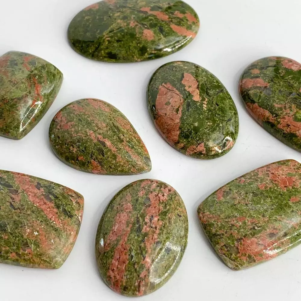 Unakite Mixed Shape Cabochons 3 Piece Pack