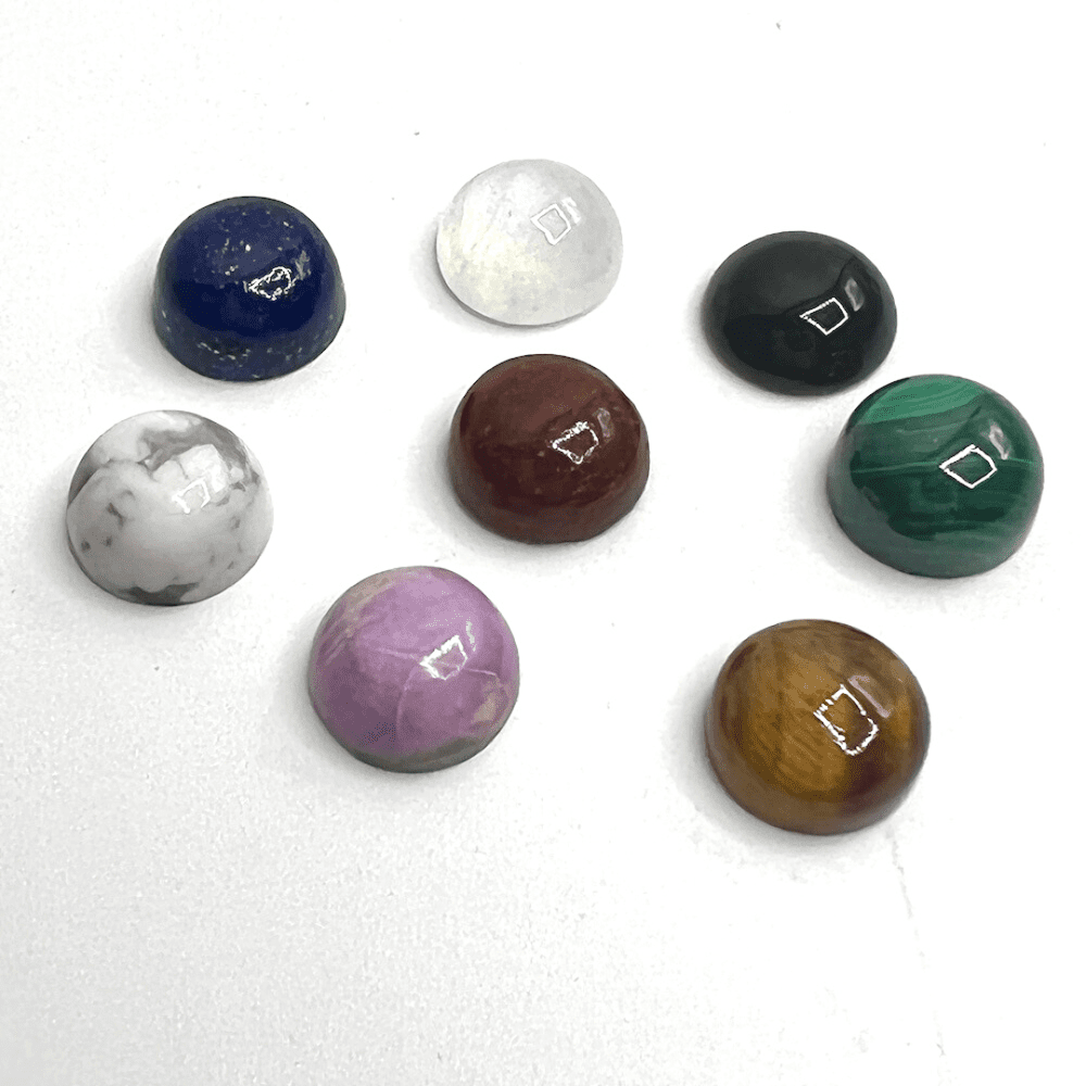 Multi Gemstone 8mm Round Cabochons 8 Piece Pack Set 1