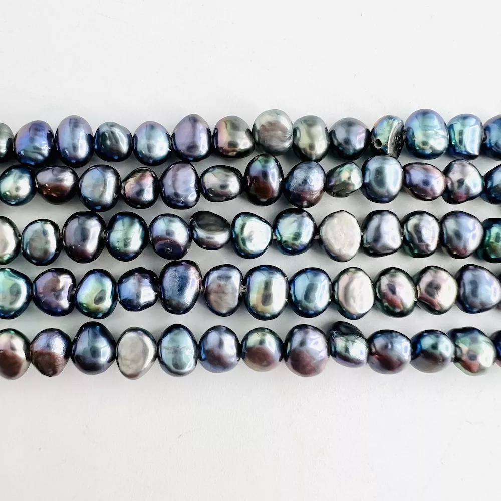 Fresh Water Cultured Peacock (Dyed) Pearl Nuggets Approx 4 - 5mm 36cm String