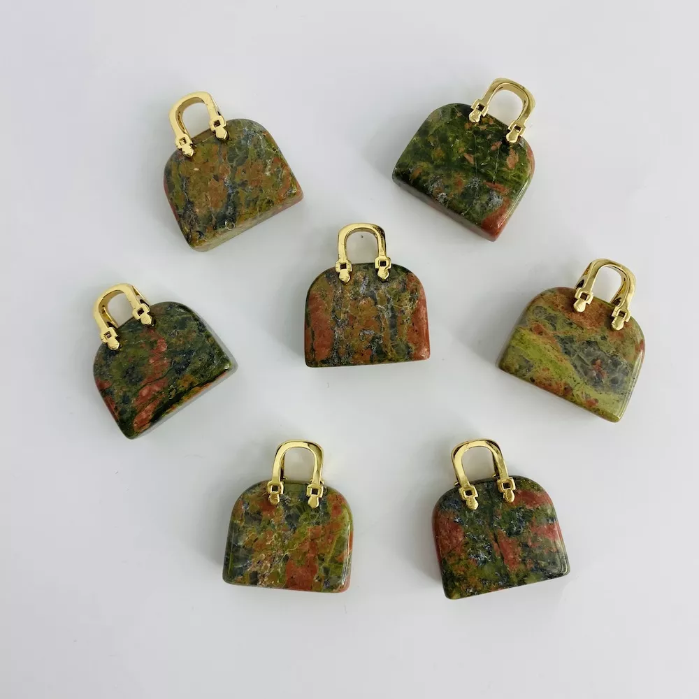 Unakite Gemstone Handbag Approx 2.5 x 3cm