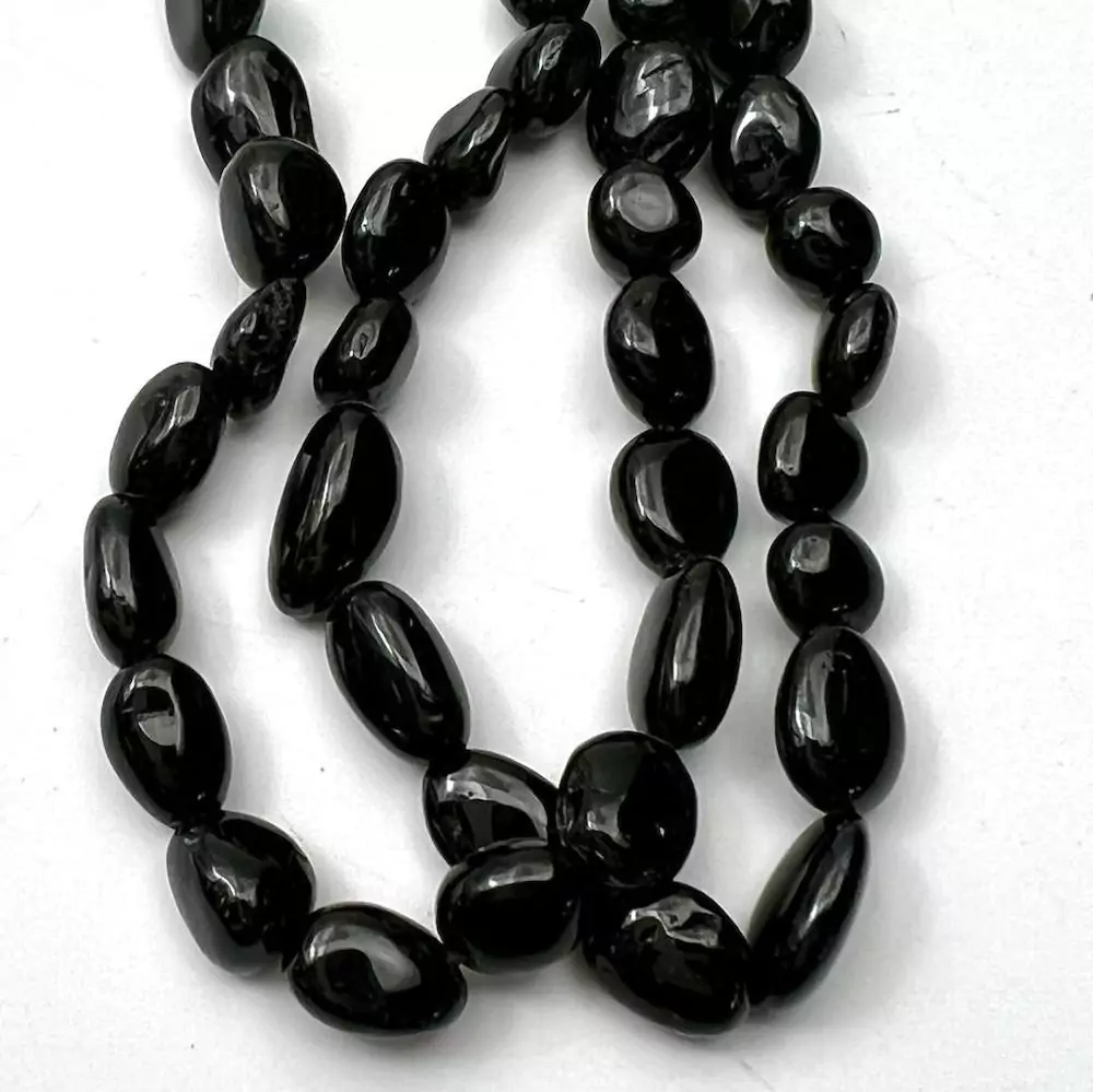 Black Tourmaline Nuggets Approx 5 - 10mm Approx 38cm Strand