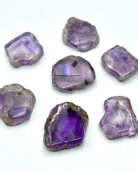 Amethyst Hexagon Slices Approx 15mm Drill Hole 0.6mm 5 Piece Pack
