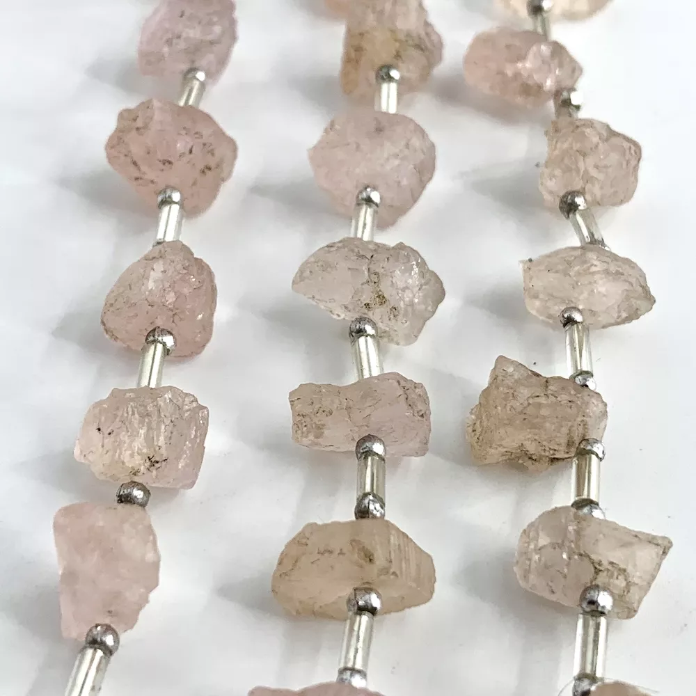 Morganite Raw Nuggets 14-18 Pieces Per Strand