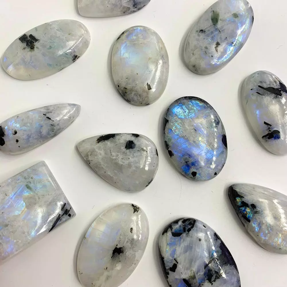 Moonstone Tourmaline Mixed Shape Cabochons Approx 3 Piece Pack