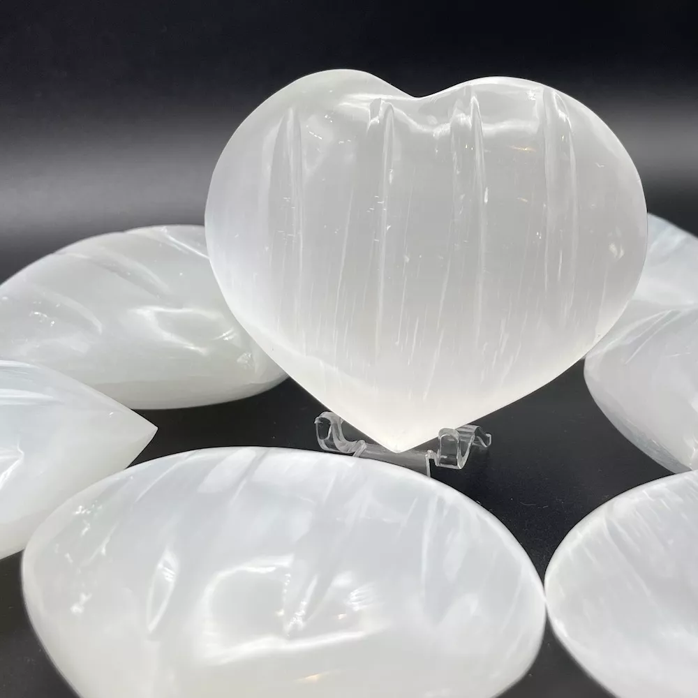 Selenite Hand-Carved Heart