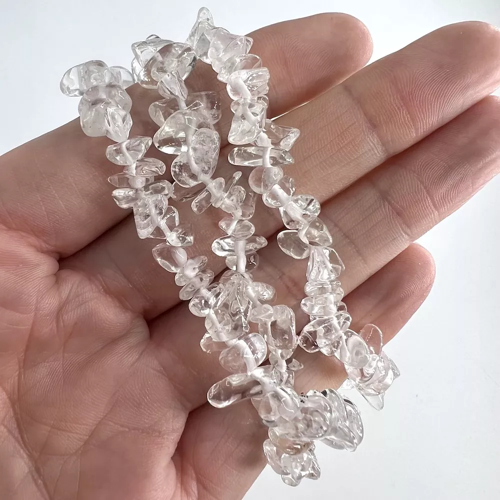 Clear Quartz Approx 3-7mm Chip Stretchy Bracelet