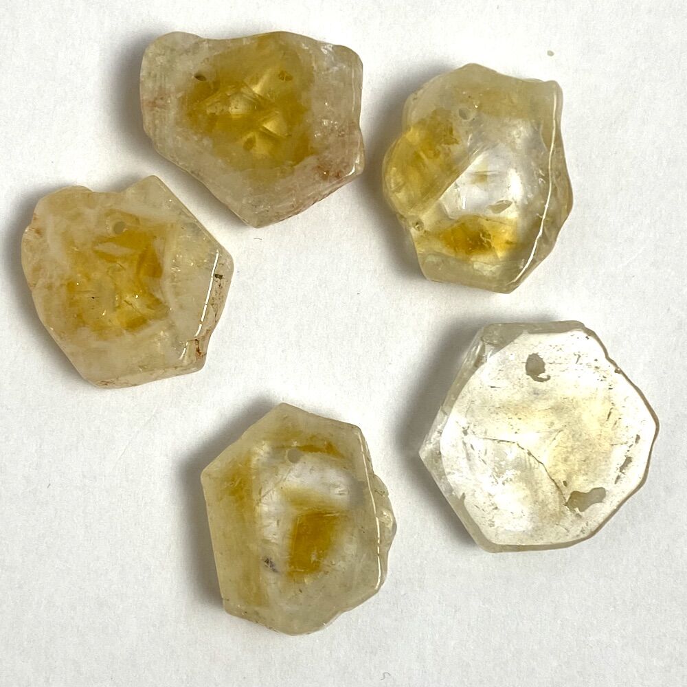 Citrine Drilled Hexagon Slices Approx 10-15mm 5 Piece Pack