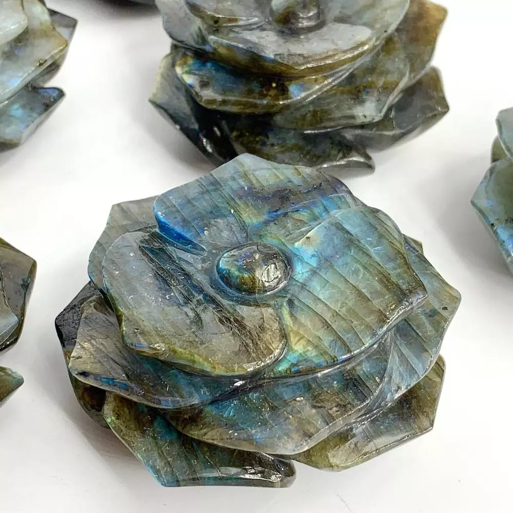 Labradorite Hand Carved Flower 6-7cm