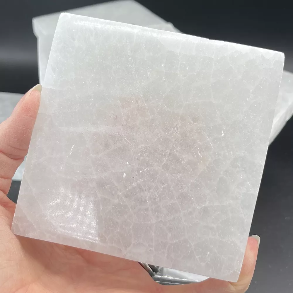 Selenite Flat Square Plate Approx 10cm