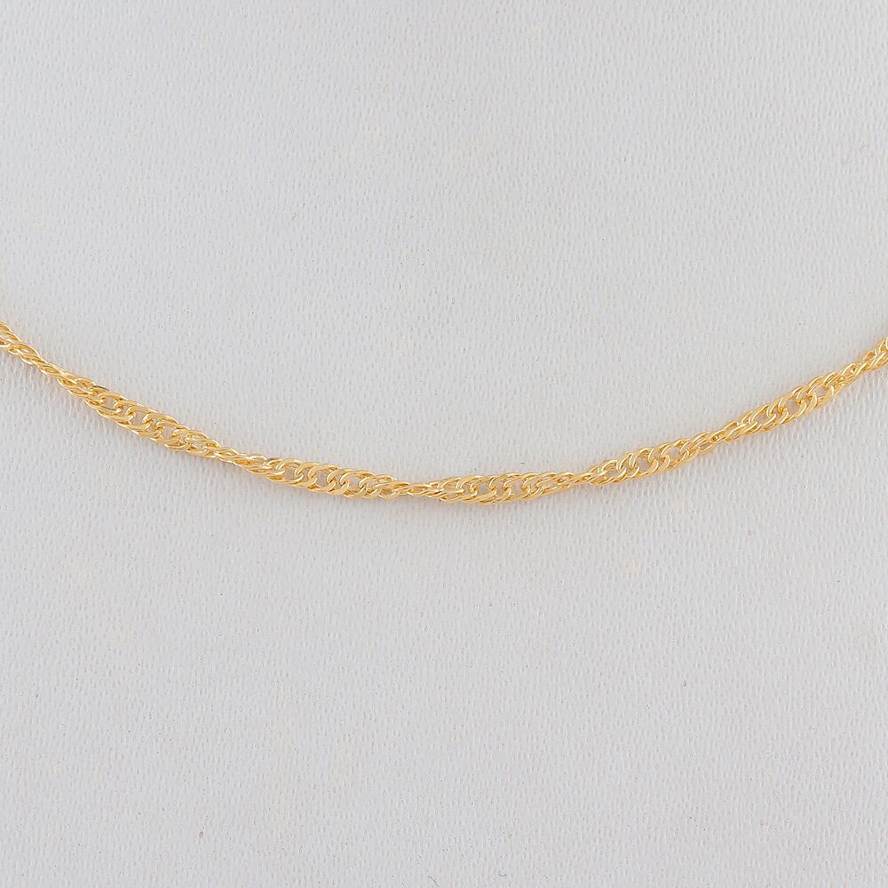 Gold Plated Sterling Silver Singapore Style Adjustable Chain 18 - 20 Inches