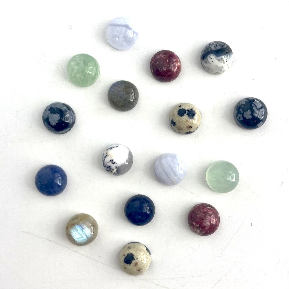 Multi Gemstone 8mm Round Cabochons 8 Piece Pack Set 2